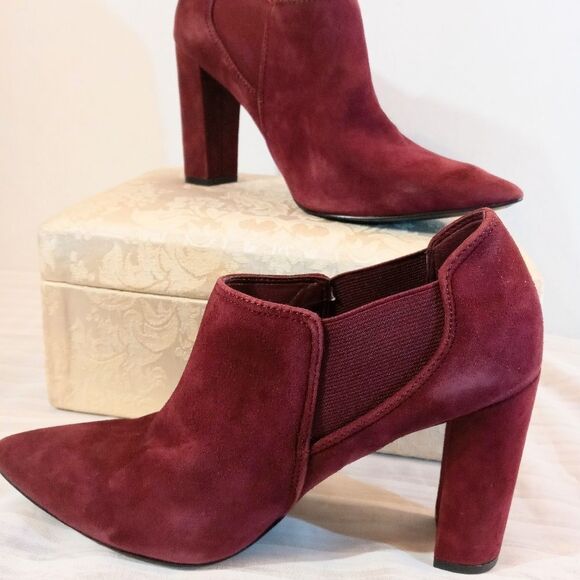 Marc Fisher Maroom Hydra Pointed Toe Block Heeled Suede Ankle Booties 6.5 - Picture 2 of 11